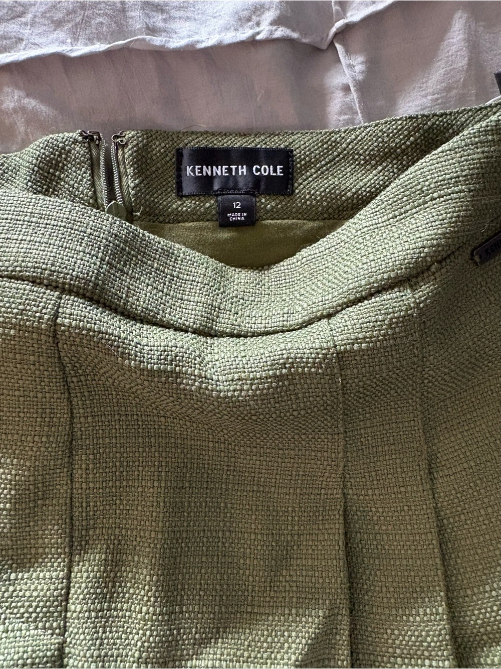 Kenneth Cole Olive Green Textured Skort